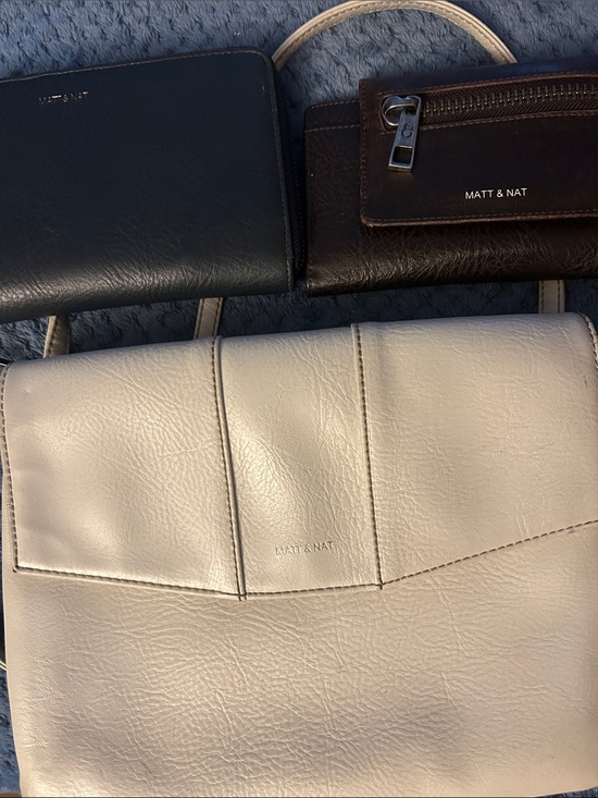 Matt & Nat Handbags - Matt & Nat Trio: Cream Crossbody with Black and Dark Brown Wallets